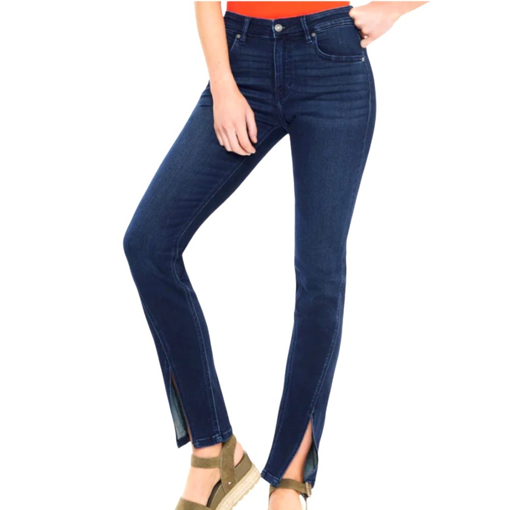 KANCAN JEANS Christy Mid-Rise Y2K Bootcut DARK DENIM Split in Front Boot 7/27